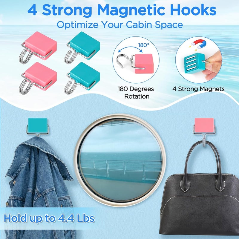FACULX Cruise Ship Essentials, Cruise Must Haves Kits Including Non-Surge Power Strip, Lanyards for Cruise Ship Cards, Luggage Tags, Magnetic Hooks, Clothesline and Clips for All Cruise Lines - Image 3